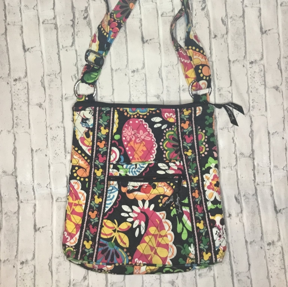 Disney Vera Bradley Quilted Floral Crossbody Bag in Black Multicolor